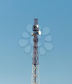 TV broadcasting antenna against the sky