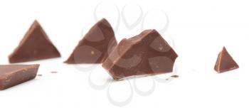 slice of chocolate on a white background