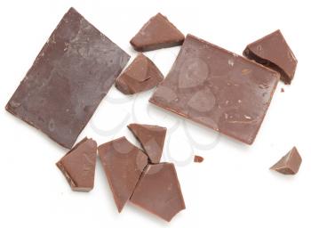 slice of chocolate on a white background