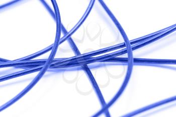 blue cable on a white background