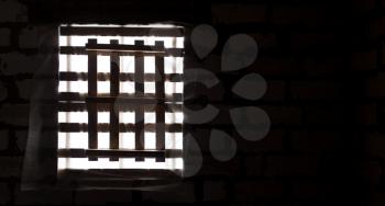 window in the inside wall in the dark