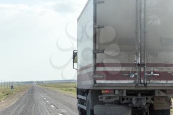 truck in motion on road