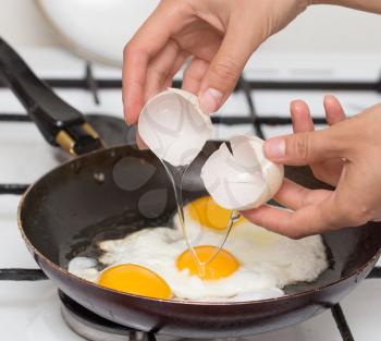 Fried egg in a frying pan