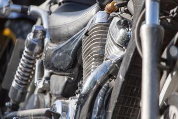 Motorcycle detail. metallic motorcycle motor