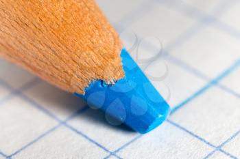 blue pencil on paper. macro