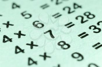 multiplication table as a background. macro
