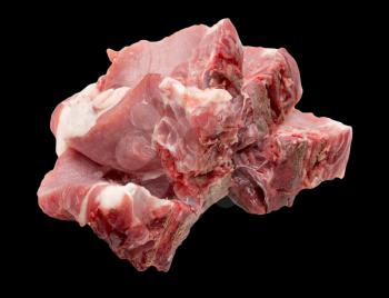 pork meat on a black background