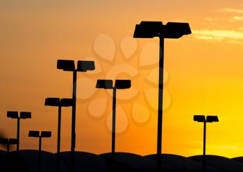 light poles at sunset
