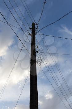 electric pole on the background of the sky