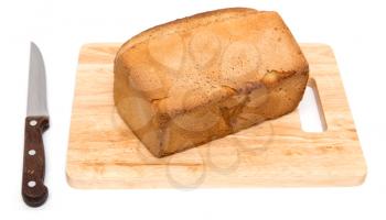bread on a board on a white background