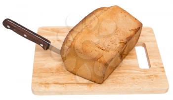 bread on a board on a white background