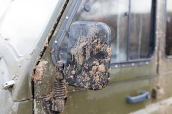 dirt on the mirror of car