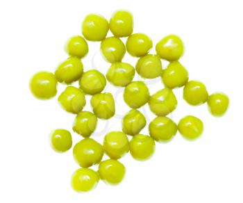 Green peas on a white background. macro