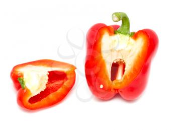 Juicy red paprika on a white background .
