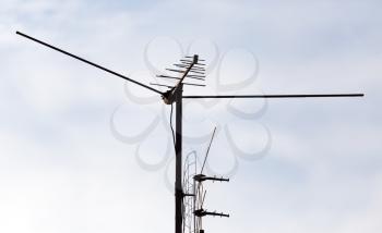 TV antenna on sky background . A photo