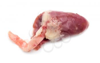 Chicken hearts for cooking on a white background