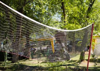 Volleyball net in a park in the nature