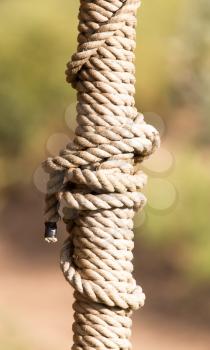 Rope twisted on the post as a background