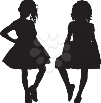 Royalty Free Clipart Image of Two Young Girls