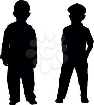 Royalty Free Clipart Image of Silhouettes of Two Little Boys