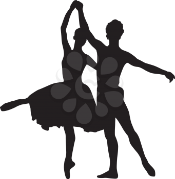 Royalty Free Clipart Image of Silhouettes of Ballet Dancers