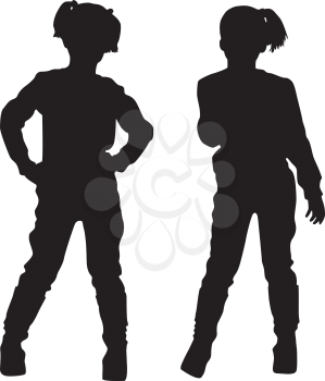 Royalty Free Clipart Image of Two Silhouettes of Girls