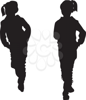 Royalty Free Clipart Image of Silhouettes of Two Girls