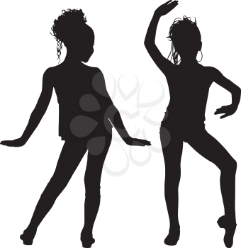 Royalty Free Clipart Image of a Two Dancing Girls