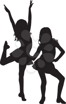 Royalty Free Clipart Image of Girls Dancing