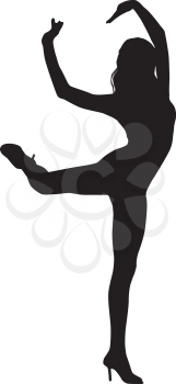 Royalty Free Clipart Image of a Silhouetted Dancer