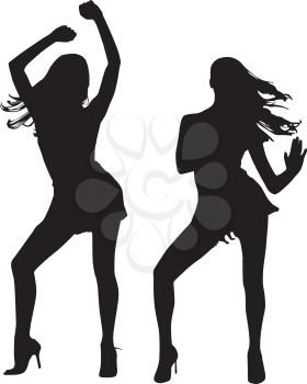 Royalty Free Clipart Image of Two Women Dancing