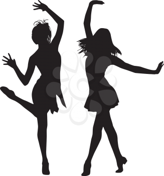 Royalty Free Clipart Image of Two Dancing Women