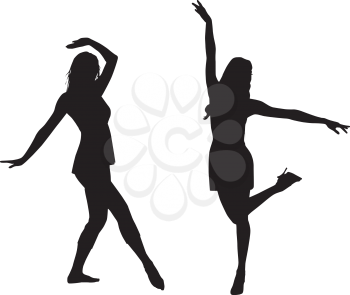 Royalty Free Clipart Image of Two Dancing Women