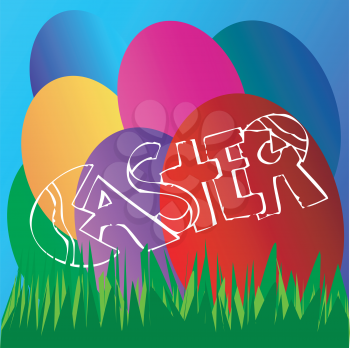 Royalty Free Clipart Image of an Easter Background With Coloured Eggs