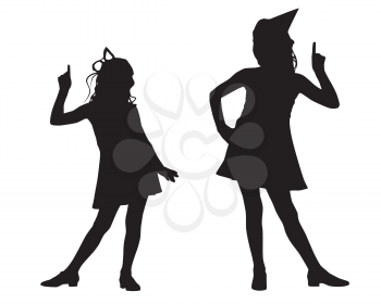Royalty Free Clipart Image of Silhouettes of Two Small Children