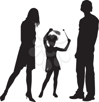 Royalty Free Clipart Image of Silhouette of a Happy Family