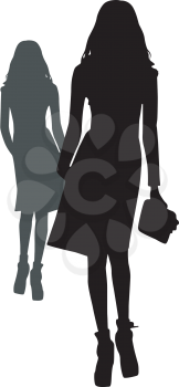 Royalty Free Clipart Image of Silhouettes of Two Women