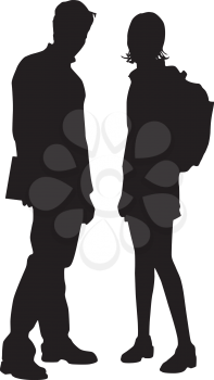 Royalty Free Clipart Image of Silhouettes of a Male and Female Student