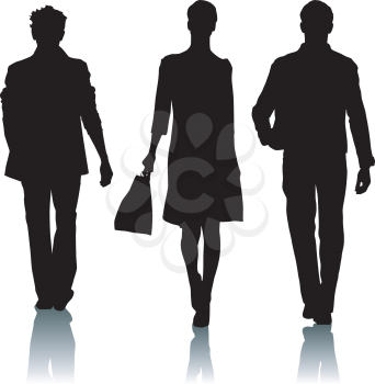 Royalty Free Clipart Image of Silhouettes of Three Poeple
