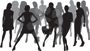 Royalty Free Clipart Image of a Group of Female Silhouettes