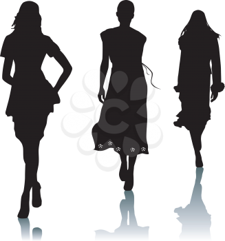 Royalty Free Clipart Image of Silhouettes of Three Women