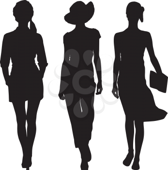 Royalty Free Clipart Image of Three Female Silhouettes