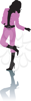 Royalty Free Clipart Image of a Silhouetted Woman Wearing Pink