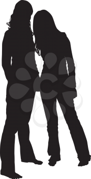 Royalty Free Clipart Image of Two Silhouettes of Women