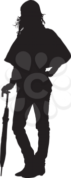 Royalty Free Clipart Image of a Silhouette of a Girl