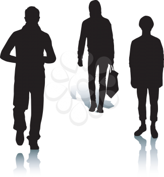 Royalty Free Clipart Image of a Three Silhouettes of Men