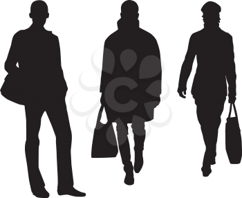 Royalty Free Clipart Image of Silhouettes of Three Men