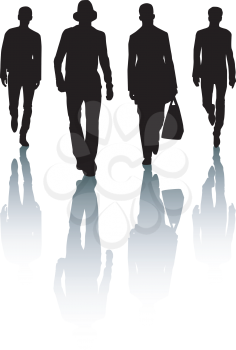Royalty Free Clipart Image of Silhouettes of Four Men