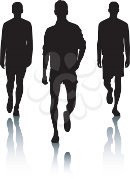 Royalty Free Clipart Image of Three Male Silhouettes