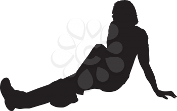 Royalty Free Clipart Image of a Silhouetted Man Sitting on the Ground